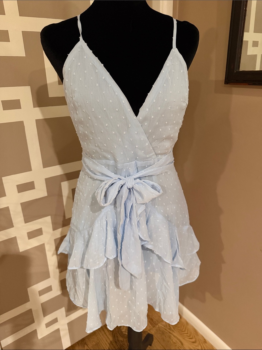 NEW WITH TAGS Hello Molly Ice Cold Light Blue Spaghetti Strap Dress, Sz 6